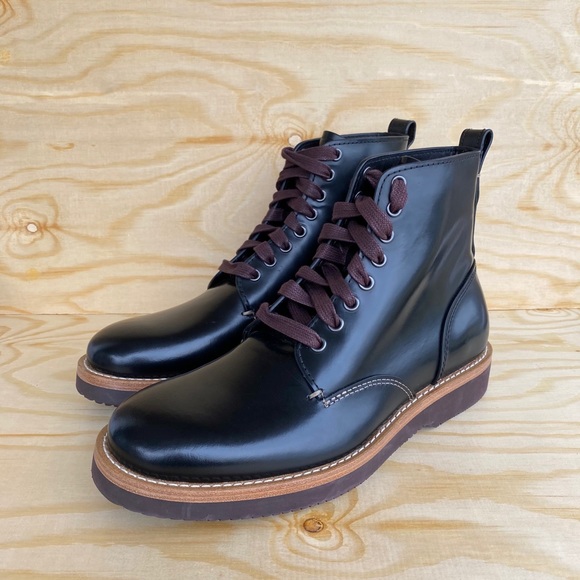 COACH Genuine Leather Boots Derby Smooth Black - Picture 4 of 12
